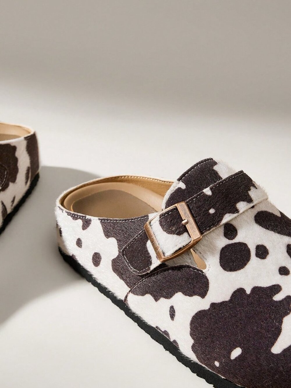Brown Casual Women's Cow Print Flat Loafers Shoes - Picture 4 of 5